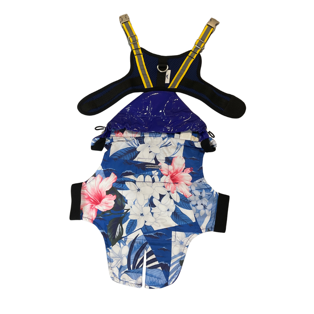 Tommy Bahama Dog Jacket and Harness | Blue